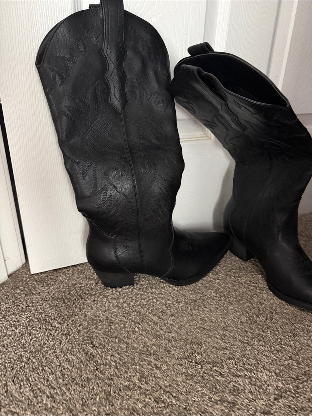 Classic Black Western Knee-High Boots